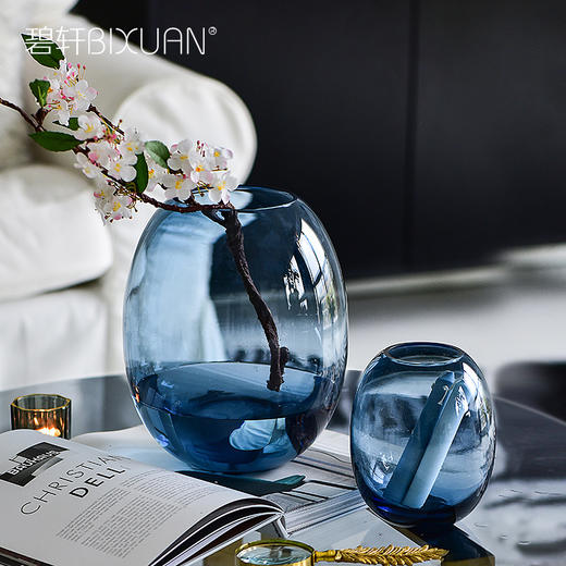 碧轩现代轻奢透明玻璃花瓶 餐厅客厅酒店会所卧室家居装饰摆件 商品图0