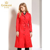 乔万尼秋季流行外套通勤简约红色修身系带风衣女长款过膝EN3A338 商品缩略图2