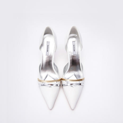 lost in echo双条带中空高跟单鞋 白色时尚尖头双球跟女鞋 商品图3