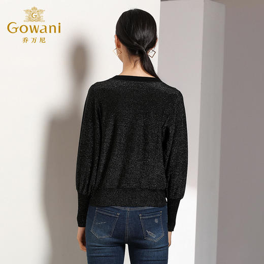 乔万尼秋装针织衫圆领套头休闲复古时尚亮丝长袖上衣EN3M407 商品图1
