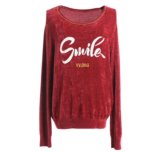 乔万尼针织衫秋季时尚宽松印花圆领套头外穿上衣女长袖EN3M401 商品图3