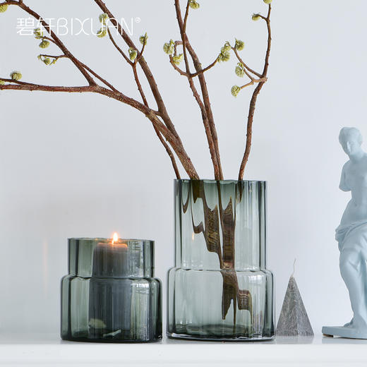 碧轩现代轻奢玻璃花瓶摆件 家居装饰品酒店样板间花器餐桌客厅 商品图2