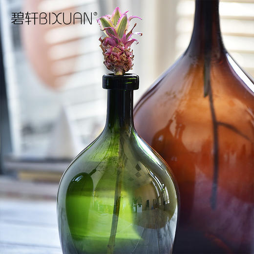 碧轩西班牙手工彩色透明大玻璃花瓶摆件样板间陈列落地花器家居装饰 商品图2