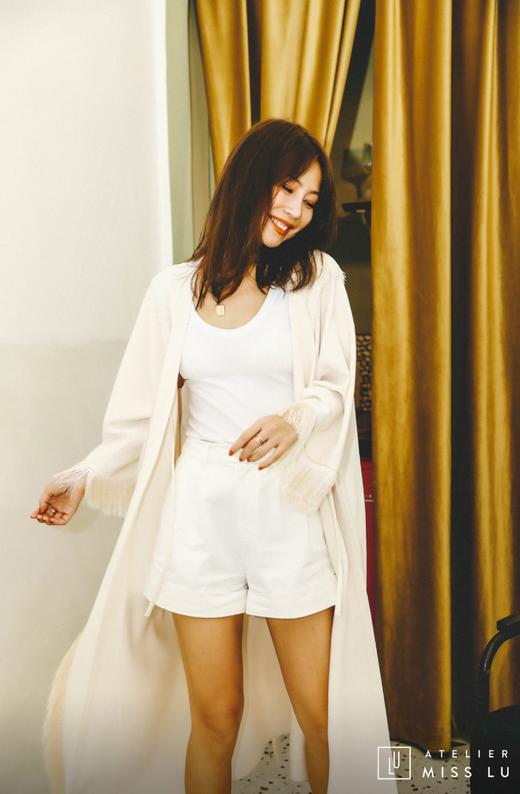 AtelierMissLu / Susy-珍珠白流苏装饰长外套 商品图2