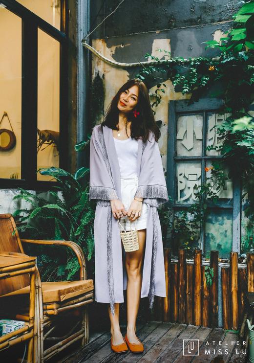 AtelierMissLu / Susy-香芋紫流苏装饰长外套 商品图2