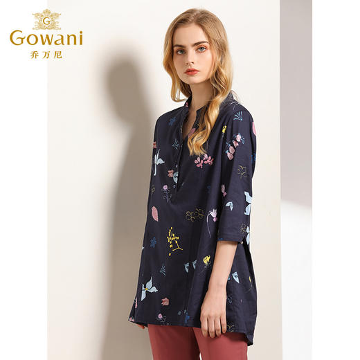 乔万尼秋装衬衫宽松套头气质印花七分袖上衣女中长款春EN3C383 商品图2