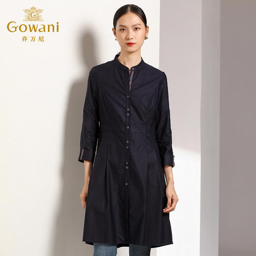 乔万尼秋季气质修身收腰单排扣伞摆X型风衣外套女中长款EN3A339 商品图2