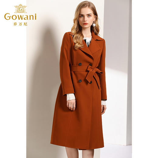 乔万尼秋装外套复古棕色时尚修身系带气质风衣女中长款春EN3A355 商品图1