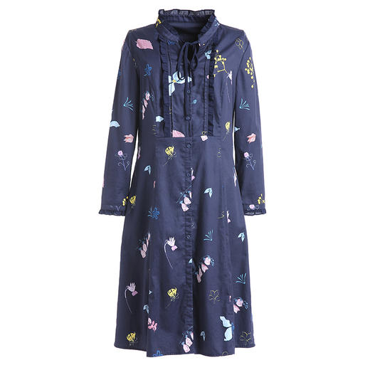 乔万尼秋装修身显瘦印花气质长袖连衣裙中长款春秋EN3E360 商品图3