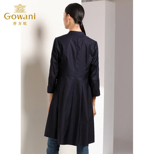 乔万尼秋季气质修身收腰单排扣伞摆X型风衣外套女中长款EN3A339 商品图3