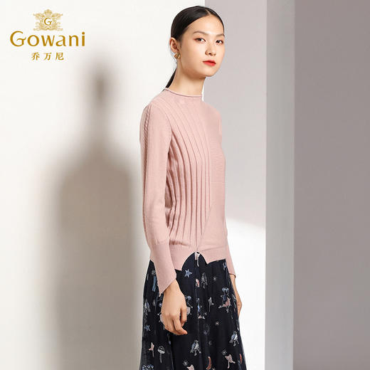 乔万尼秋装粉色修身气质半高领打底羊毛针织衫女长袖上衣EN3M391 商品图1