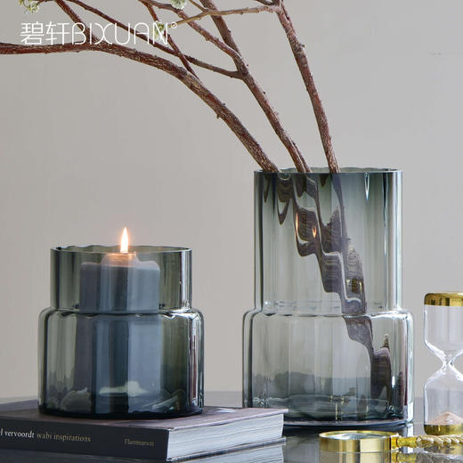 碧轩现代轻奢玻璃花瓶摆件 家居装饰品酒店样板间花器餐桌客厅 商品图3