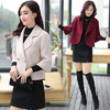 CQ  ZM3123  纯色简约翻领2019春季显瘦双排扣短款毛呢外套 商品缩略图0