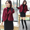 CQ  ZM3123  纯色简约翻领2019春季显瘦双排扣短款毛呢外套 商品缩略图2
