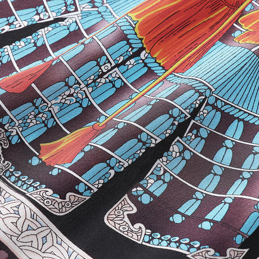 WLZD-1853604秋季新款欧美立领几何撞色真丝上衣舒适百搭上衣 商品图3