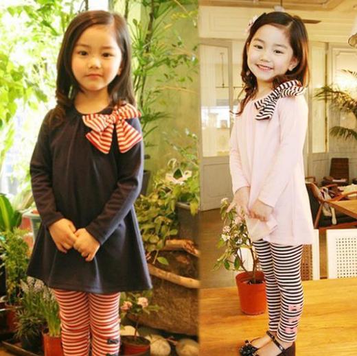 【童装】.女童长袖间条裤套装 商品图0