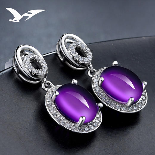 YJ-00119韩版简约紫水晶耳环耳钉 商品图0