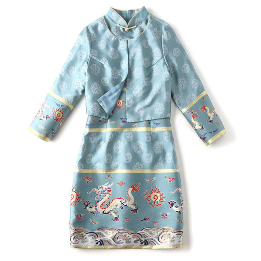 上海旗袍厂AYK-QF-190610龙图腾拼接民国风提花旗袍连衣裙时装改良中旗袍裙 商品图4