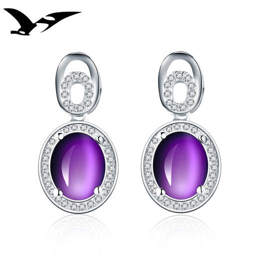 YJ-00119韩版简约紫水晶耳环耳钉 商品图4