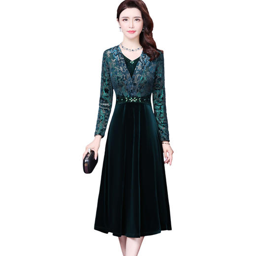 WXY-3930W秋季新款韩版时尚烫钻修身显瘦长袖连衣裙 商品图4