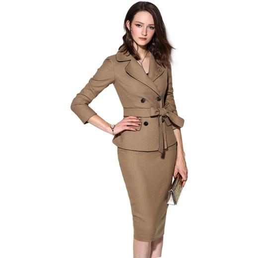 “凯瑟琳职场日记”J7401802C颈袖添香春秋新款时尚修身职业套装裙OL羊毛西装正装两件套裙J7401802C 商品图10