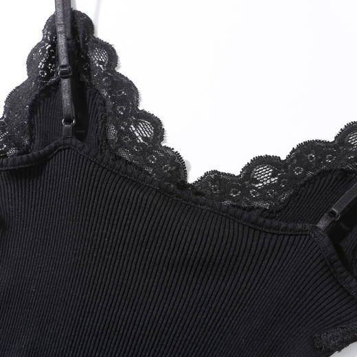 J83G2665颈袖添香2019新款黑色蕾丝小吊带女士内搭肩带可调打底针织背心J83G2665 商品图3