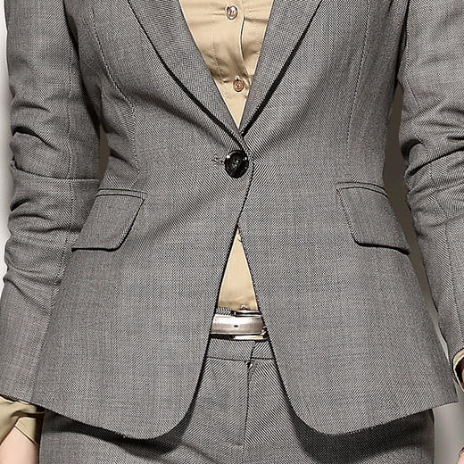 套裤-J81A2367颈袖添香春秋装新款时尚气质正装显瘦羊毛职业装小西装套裤女 商品图3