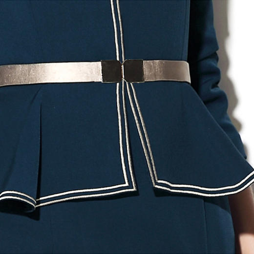 孤品-J7381537B颈袖添香春秋时尚气质中长款ol职业装显瘦包臀女士连衣裙 商品图3