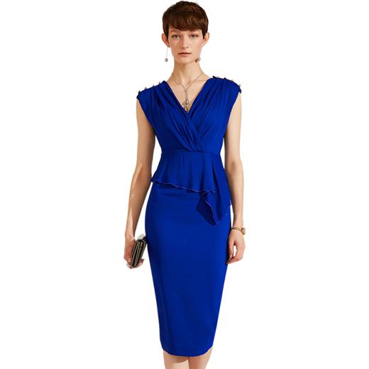 孤品-J9283607颈袖添香2022夏季新款时尚气质修身中长款女士包臀显瘦连衣裙J9283607（）不退可换 商品图4