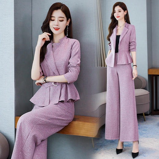 【寒冰紫雨】 女装女士2件套装 小立领女士短款外套上衣服 潮流宽松