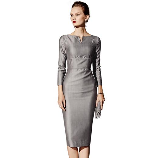 J8382868A颈袖添香新款时尚气质OL九分袖修身显瘦包臀连衣裙女J8382868A 商品图4