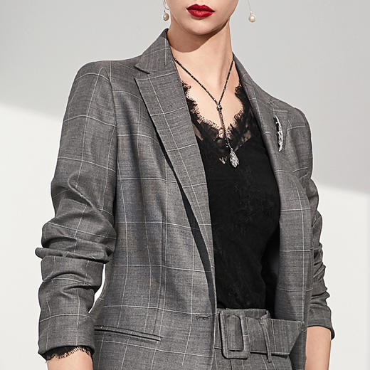 孤品 J91A3387颈袖添香小西装套装春装新款时尚职业装正装两件套西服女套裤J91A3387 商品图2