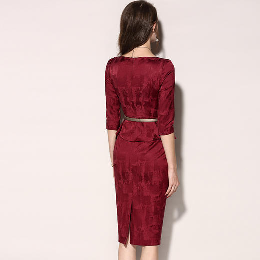 孤品 7381513颈袖添香秋季新款时尚五分袖职业装包臀裙修身显瘦女士连衣裙J7381513（）不退可换 商品图1