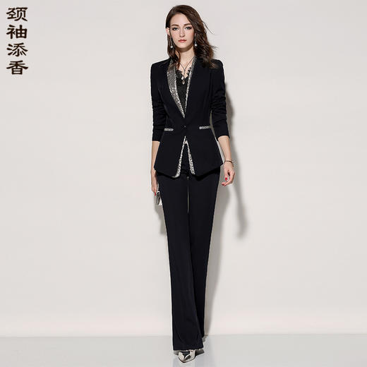 J81A2215颈袖添香时尚修身气质商务正装韩版职业装西装套装女J81A2215 商品图2