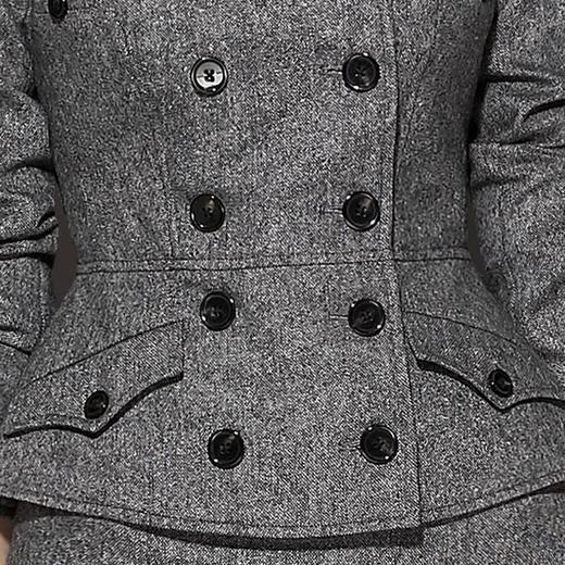 孤品 拉夫纹灯罩款J8102247A颈袖添香新款时尚正装OL职业装气质修身羊毛套装女套裙J8102247A不退可换 商品图3