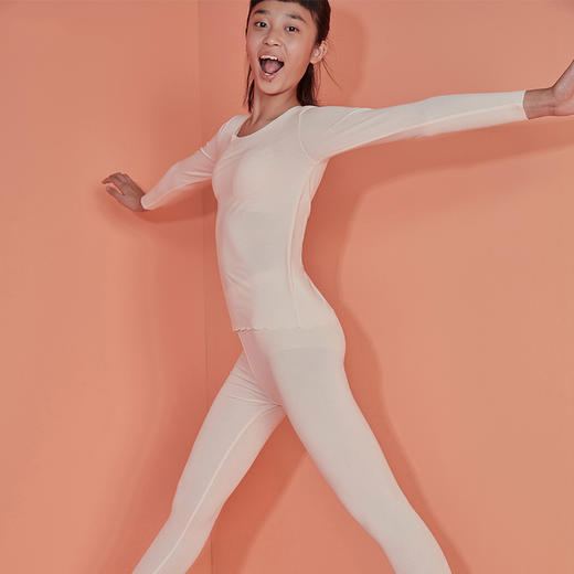 Ubras少女无痕莫代尔保暖内衣套装学生秋家居服秋衣基础打底高弹 商品图2