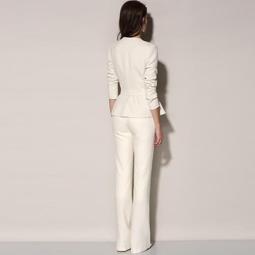J81A2265A颈袖添香2019春秋装新款时尚白色职业装套装女装商务正装西服套裤J81A2265A 商品图1