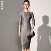 J8382777B颈袖添香2019春秋装新款女装修身包臀羊毛裙职业装连衣裙女中长款J8382777B 商品缩略图0