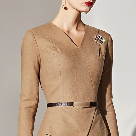 J8382929A颈袖添香装新款时尚气质OL女羊毛职场装修身包臀连衣裙子J8382929A 商品图2