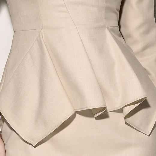 孤品-颈袖添香2019春装新款修身时尚杏色气质职业装包臀显瘦连衣裙子女J8181903B（）不退可换 商品图3