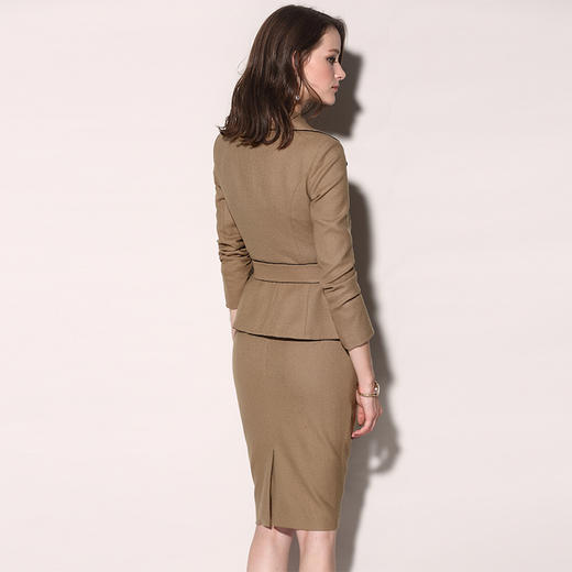 “凯瑟琳职场日记”J7401802C颈袖添香春秋新款时尚修身职业套装裙OL羊毛西装正装两件套裙J7401802C 商品图7