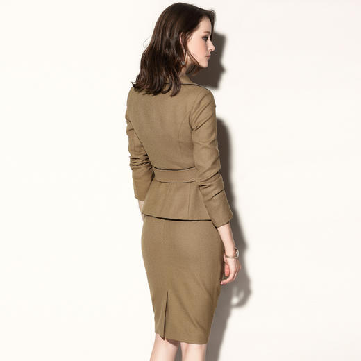 孤品 J8303344A颈袖添香2019春秋季新款职业装时尚羊毛商务工装正装套装套裙女J8303344A不退可换 商品图1
