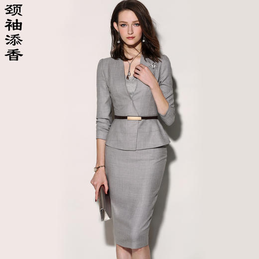  J7302510颈袖添香春装新款气质时尚ol职业装正装套装女装小西装套裙J7302510 商品图0