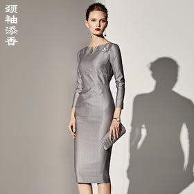 J8382868A颈袖添香新款时尚气质OL九分袖修身显瘦包臀连衣裙女J8382868A