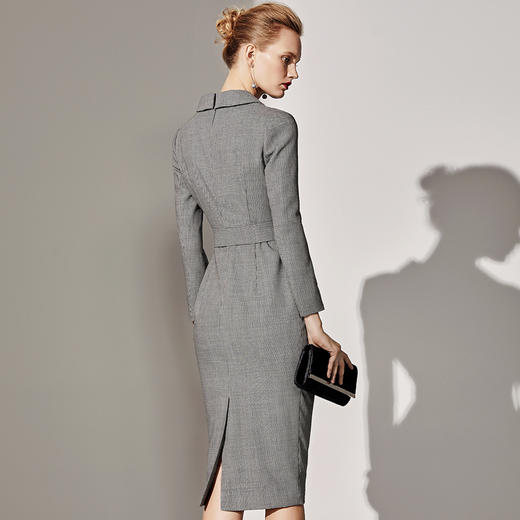 “温莎公爵”颈袖添香-连衣裙-J8382740A颈袖添香新款职场装OL修身显瘦包臀西装裙女士羊毛连衣裙J8382740A 商品图1
