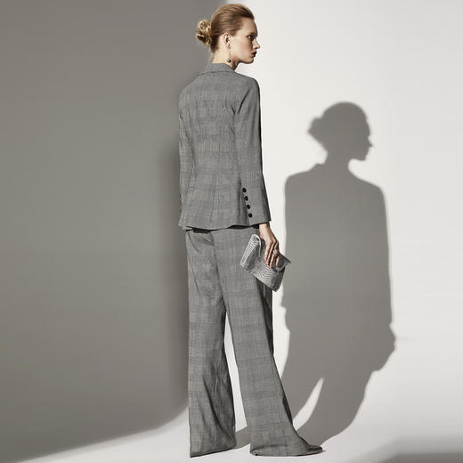 威尔士亲王格 颈袖添香-套裤-J83A3184颈袖添香季新款时尚正装修身职场装小西装套装女韩版套裤J83A3184 商品图1