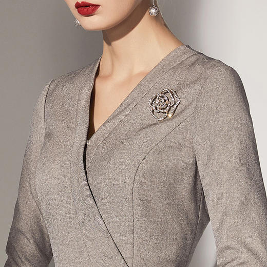 “咖啡街角”J8383066B颈袖添香女装气质显瘦中长款修身包臀裙子连衣裙女J8383066T1X5 商品图2