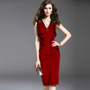 孤品—Cindy裙 J6280081B颈袖添香新款气质修身包臀礼服无袖红色荷叶边连衣裙女J6280081B不退可换 商品缩略图2