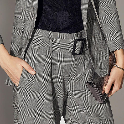 威尔士亲王格 J83A3240A颈袖添香2019春秋女装时尚气质修身显瘦女士职业装西装套装两件套J83A3240A 商品图3