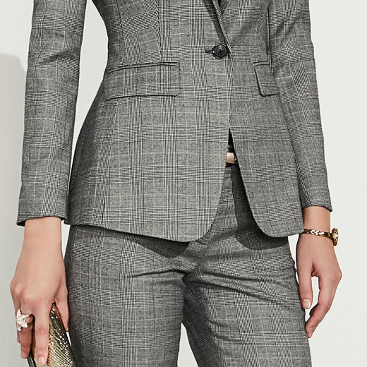 威尔士亲王格 颈袖添香-套裤-J83A3337颈袖添香装新款OL职场装女装时尚工作服女士西装长裤套装J83A3337 商品图3